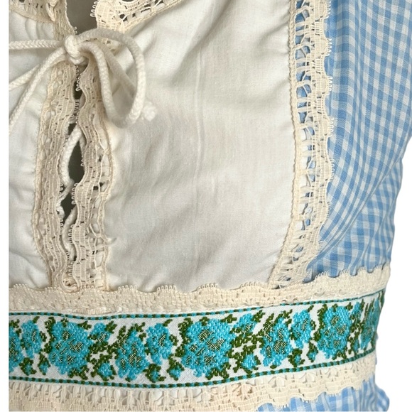 Vintage Prairie Maxi Dress Blue White Gingham Size Small - Picture 9 of 16